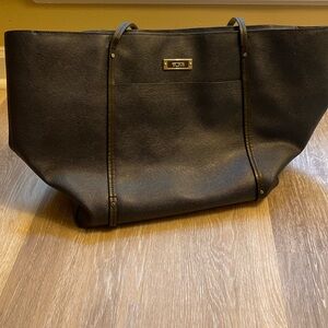 TUMI navy blue textured leather villa quintessential tote bag